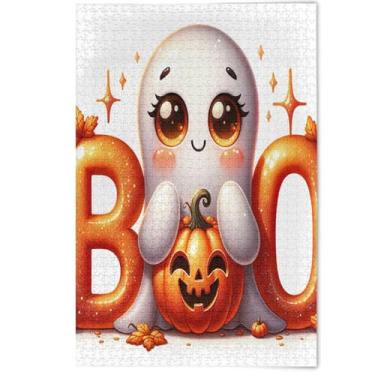Imagem de Cute Ghost Halloween Orange Cartoon Adults Jigsaw 500 Piece Puzzles Cartoon Animal Art Men Gifts Creative Funny Puzzle Game Gifts, 500 Pieces, 20.5" x 14.9"