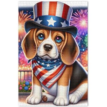 Imagem de Quebra-cabeça Beagle Dog EUA adultos 500 peças presentes engraçados de jogo de quebra-cabeça para adultos, pintura de decoração de arte, 51 x 37 cm