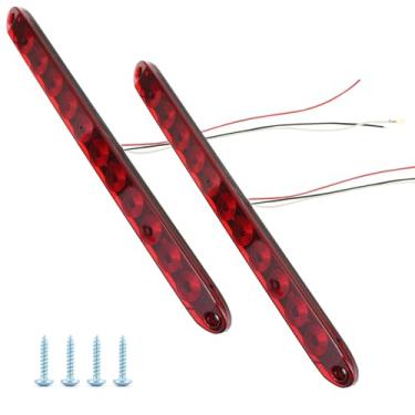 Imagem de QWORK Pacote com 2 luzes traseiras de freio LED vermelho – 11 LEDs, para barcos, caminhões e reboques de 12 V
