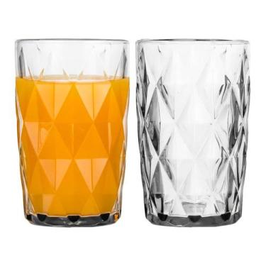 Imagem de Jogo 2 Copos Diamond de Vidro Diamante Transparente Alto para Água e D