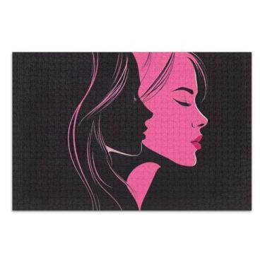 Imagem de Quebra-cabeça Chic Silhouette preto, quebra-cabeça 1000 peças adulto, com letras na parte de trás, jogos de quebra-cabeça para adultos