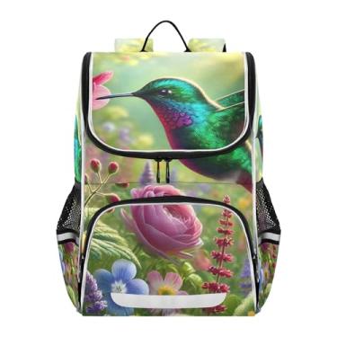 Imagem de Joisal Kids Girls' Backpack Student Travel Back to School Bag Personalized Colorful Hummingbird Bright Spring Bookbag Elementary Age 6-12 Backpacks for Boys Capacity 18L