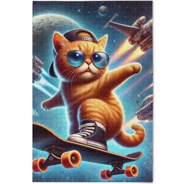 Imagem de Quebra-cabeça engraçado gatinho legal gato para adultos 1000 peças natureza, tecnologia, jogos, quebra-cabeças, quebra-cabeças legais para adultos, decoração de pintura animal, 75 x 50 cm