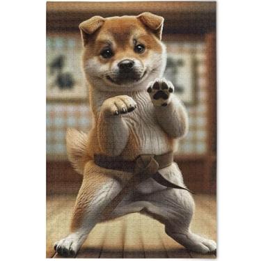 Imagem de Quebra-cabeças engraçados para cães com pose de karatê para adultos, 500 peças, quebra-cabeça de jogos tecnológicos, presentes personalizados e exclusivos para adultos, arte de flores de animais, 52 x