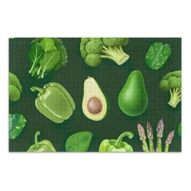Imagem de Quebra-cabeça de vegetais verdes com pimentões 500 peças para adultos pintura animal personalizada paisagem jogo de quebra-cabeça presentes tecnológicos, 51 x 35 centímetros