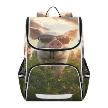 Imagem de Joisal Boys Backpacks Cool Cool Pigs Wear Sunglasses Girls Backpack for Kids Lightweight Back to School Bag Custom for Elementary Bookbag Flower