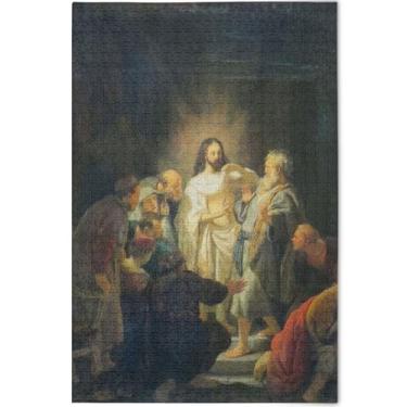 Imagem de Quebra-cabeça personalizado Rembrandt Incredulity St Thomas 500 peças adultos pintura animal arte família divertido quebra-cabeça engraçado jogos presentes, 52 cm x 37,8 cm