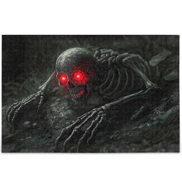 Imagem de Quebra-cabeça de zumbi assustador de Halloween personalizado 500 peças de arte de brinquedo de arte para adultos presentes engraçados de tecnologia de jogos, 52 x 37,8 cm