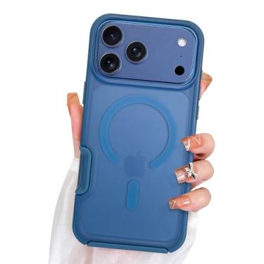 Imagem de DOTARA Capa magnética para iPhone 17 Pro de 6,3 polegadas, compatível com câmera Magsafe azul sólido translúcido fosco à prova de choque capa de telefone fina para mulheres e meninas, 16.0 cm