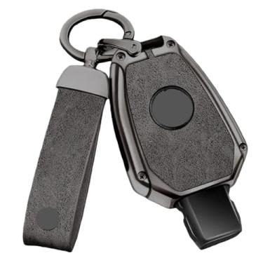 Imagem de Capa de couro de liga de zinco com 2/3 botões para chave remota de carro compatível com Benz ABGR Classe GLA GLK W176 W204 W251 W463 Acessórios.(C-gun grey)