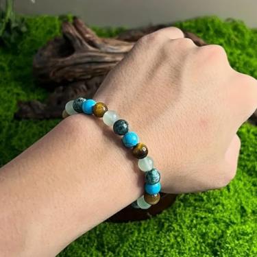 Imagem de Pulseira de atração de dinheiro feminina masculina pedra natural olho de tigre contas elásticas joias riqueza energia cristal cura ioga meditação amizade presente de Natal, Medium, Latão, Sem Pedra