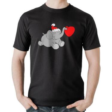 Imagem de Camiseta Algodão Elefante Noel - Foca na Moda, Preto, GGG