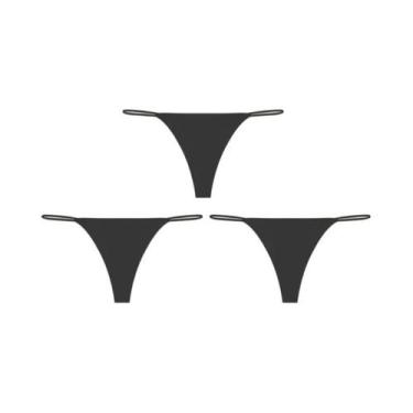 Imagem de Calcinhas Tanga Sem Costura De Cintura Baixa 3 Peças Com Alça Fina, Al