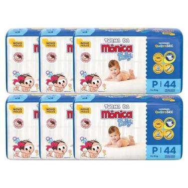 Imagem de Fralda Turma da Mônica Baby Econômica 6 Pacotes Tamanho P Com 44 Unida