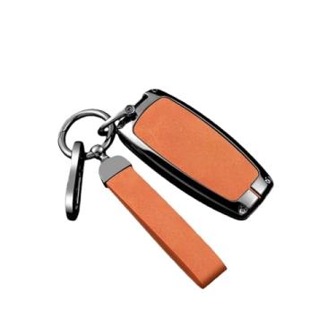 Imagem de Capa de couro para chave de carro, bolsa protetora compatível com hyundai genesis g80 gv70 gv80 gv90 2019 2020 2021 2022, acessórios automotivos(D-orange keyring)
