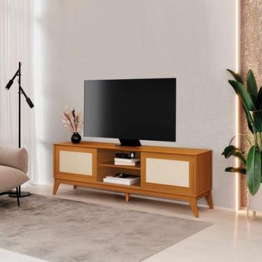 Imagem de Rack 100% MDF para Tv 75 Polegadas com Portas em Tela Rattan Andros - 