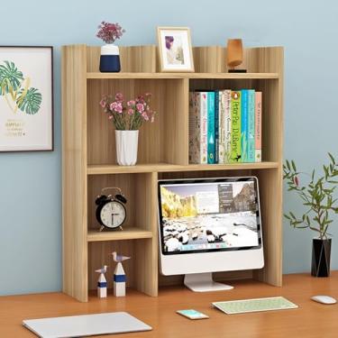 Imagem de Estante de mesa de escritório, dormitório de cabana de mesa, rack de armazenamento de madeira para mesa, organizador de estante de madeira, estante de estudante, estante skinny, estante de madeira em