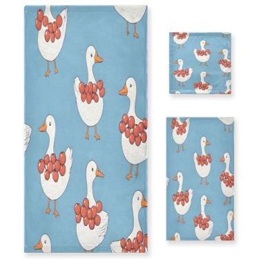 Imagem de xigua Conjunto de toalhas de banheiro White Ducks absorvente macio 3 peças toalha de banho toalha de mão toalhas decorativas para banheiro, academia, hotel, praia, piscina