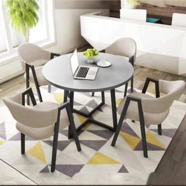Imagem de Conjunto de mesa e cadeira de clube de recepção de escritório, mesa de negociação, mesa de centro com cadeira, pequenas mesas de conferência, conjunto de mesa de jantar para 4 (cor: 4, tamanho: 31,4