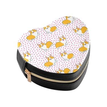 Imagem de Burbuja Caixa de joias fofas em forma de coração, mini estojo de joias de viagem para mulheres e meninas, organizador portátil de armazenamento para brincos, anéis, colares e pulseiras