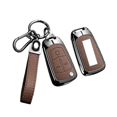 Imagem de Capa para chave remota de couro de liga de zinco para carro compatível com Opel/Astra JH/Corsa/Insignia/Mokka/Zafira/Meriva Acessor de chaveiro protetor(B Dark Brown 2)