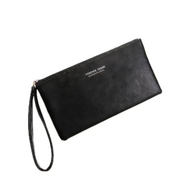 Imagem de Carteira longa feminina – Carteira com zíper de grande capacidade com compartimentos para vários cartões, bloqueio RFID e alça de pulso removível, Preto, Bolsas de mão