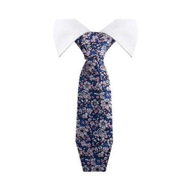 Imagem de Gravata Masculina Slim Paisley De 36 Cores, Luxuosa, Azul Vintage, Par