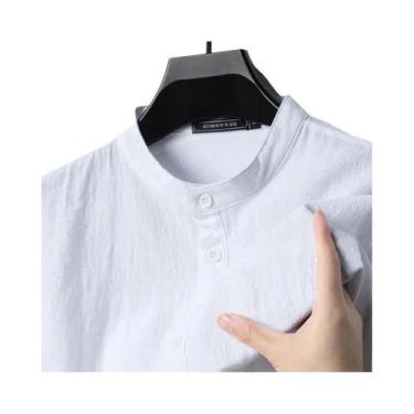 Imagem de Camisa Havaiana Masculina Leve De Linho E Algodão Com Manga Longa, Res