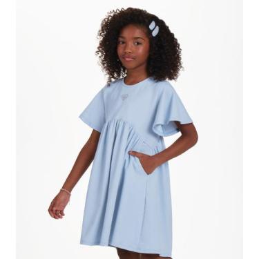 Imagem de Vestido Moletinho Denim Menina Trick Nick Azul, 10, Azul