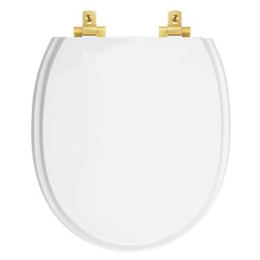 Imagem de Assento Sanitário Laqueado Soft Close Village Branco Para Vaso Deca Com Ferragem Dourada