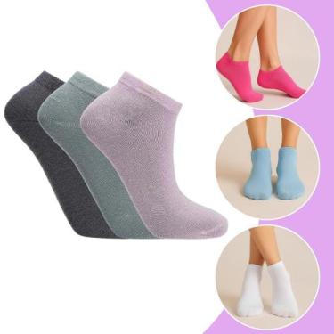 Imagem de Kit 3 Meias Cano Curto Meia Feminino Para Trabalho, Escola, Academia, 