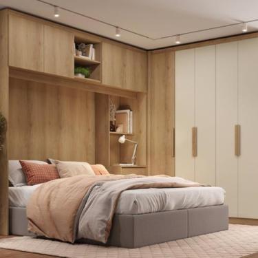 Imagem de Guarda-roupa Modular em L 4 Portas com Cabeceira Milan - THB Móveis