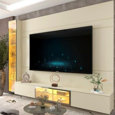 Imagem de Estante para Tv 84 Polegadas 217,6cm X 255cm 100% Mdf com Led e Porta Reflecta Luminare Off White