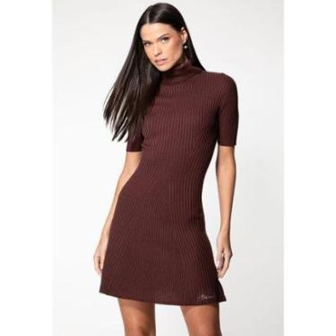 Imagem de Vestido Tricot Canelado Eco Gola Alta Vinho-Feminino