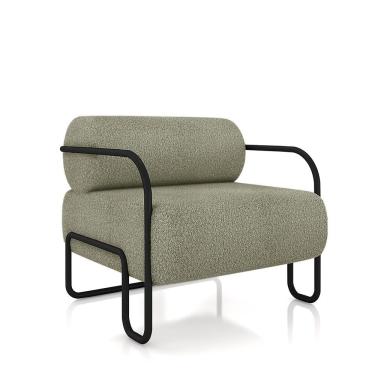 Imagem de Poltrona Sala De Estar Ameli K01 Industrial Tecido Bouclê Fibra Siliconada Verde D'Rossi