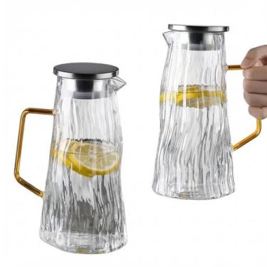 Imagem de Jarra Vidro Grande Tampa Inox Suco Água Moderno Resistente 1,8 L - Wel