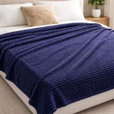 Imagem de Manta Cobertor Casal Relevo Canelado 200 X 180 Cm - Azul Petróleo - MI