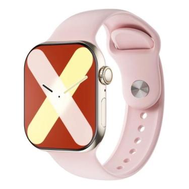 Imagem de Smartwatch Relógio Rosa S10 Luxo Prova D'agua Amoled Faz e Recebe Liga
