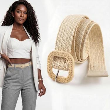 Imagem de Cinto Feminino Ajustável Elástico Flexível Fivela Revestida Design Ele
