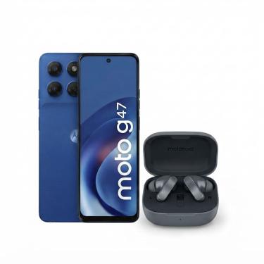 Imagem de Kit Motorola Moto G47 5G 128GB com Moto Buds Bass Bluetooth e Cancelamento de Ruído