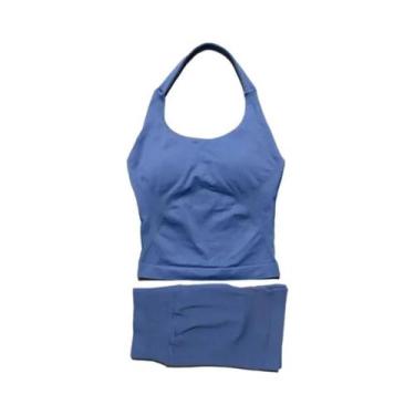Imagem de Conjunto De Roupas De Fitness Para Mulheres Com Top Sem Costas E Short