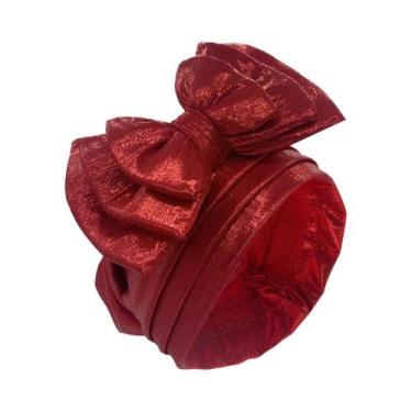 Imagem de Touca Turbante Africana Dourada Multicamadas Com Laço Elegante Para Mu