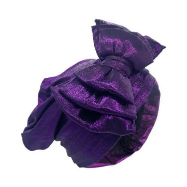 Imagem de Touca Turbante Africana Dourada Multicamadas Com Laço Elegante Para Mu