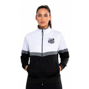 Imagem de Jaqueta Feminina Esportiva Santos Com Zíper Surf Center Cor:Preto/Bran