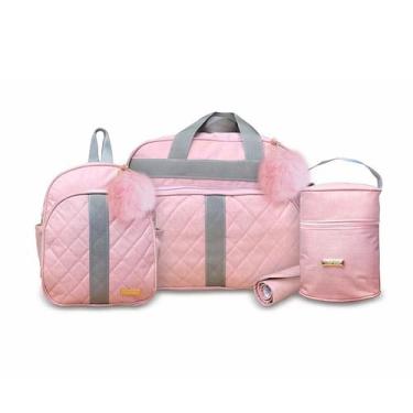 Imagem de Kit Bolsa Maternidade 4 Peças Mescla Bolsa Grande + Mochila + Frasquei