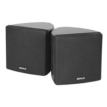 Imagem de Rockville Par de alto-falantes de parede Cube Black 30W RMS 8.9 cm Home Theater, 8 Ohm, suportes giratórios de 360 graus, áudio bidirecional verdadeiro, design compacto, para home theater e som