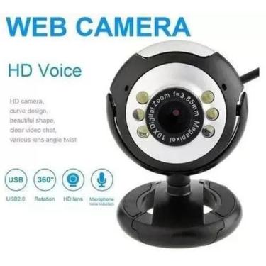 Imagem de Webcam Camera Hd Para Pc Usb 2.0 Microfone Visão Notura Com Led 360 Aj