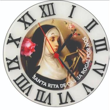 Imagem de Relógio Em Acrílico Santa Rita Branco 25 Cm - Trofeus