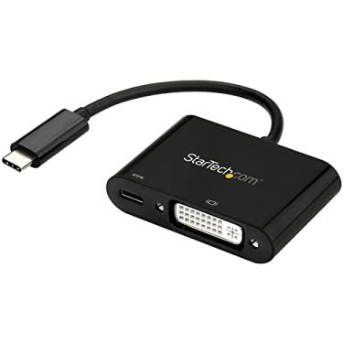 Imagem de StarTech. Adaptador USB C para DVI com entrega de energia – Conversor de vídeo 1080p USB tipo-C para DVI-D Single Link com carregamento – Pass-Through PD 60W – Compatível com Thunderbolt 3 – Preto (CDP2DVIUCP)