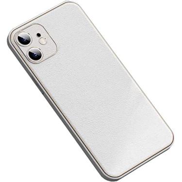 Imagem de IOTUP Capa traseira de telefone de couro, para Apple iPhone 12 (2020) 6,1 polegadas capa de impressão digital ultrafina à prova de choque [proteção de tela e câmera] (Cor: D)